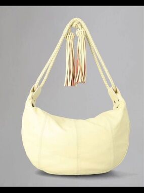 Mulberry Cream Braided-Handle Hobo with Tassel Detail